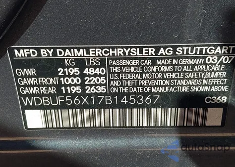 2007 Mercedes-Benz E 350 from USA, damaged, VIN WDBUF56X17B145367